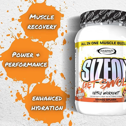 Gaspari Nutrition SizeOn, The Ultimate Hybrid Intra-Workout Amino Acid & Creatine Formula, [海外直送品] サイズオン マキシマムパフォーマンス Hide's マンゴースプラッシュ (3.59 Pound, Mango Splash)