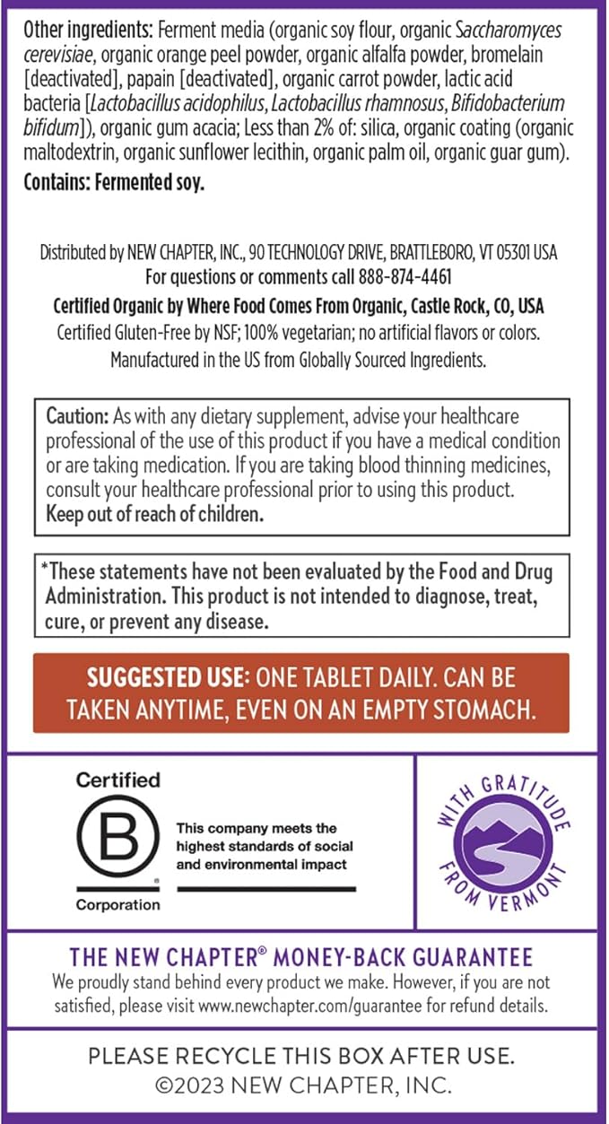 New Chapter Men's Multivitamin for Immune, Stress, Heart + Energy Support with Fermented Nutrients - Every Man's One Daily, Made with Organic Vegetables & Herbs, Non-GMO, Gluten Free - 96 ct