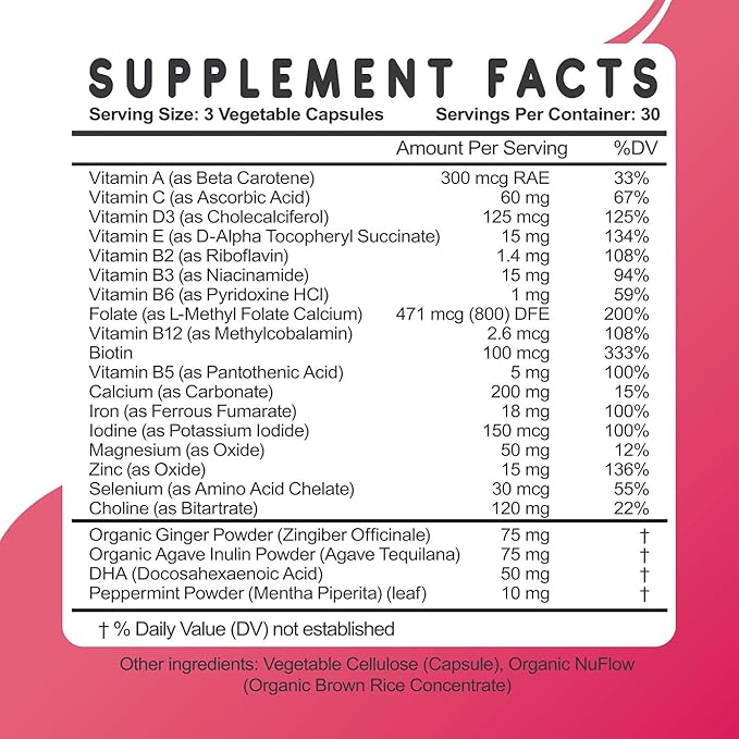 Feed Mom & Me Prenatal Vitamin + DHA, 22 Vitamins & Minerals for Baby’s Development & Mom Nourishment: Folate, Selenium, Iron, Choline, Vitamin C, D3, Calcium, Gluten & Soy Free, NON-GMO 30 Day Supply