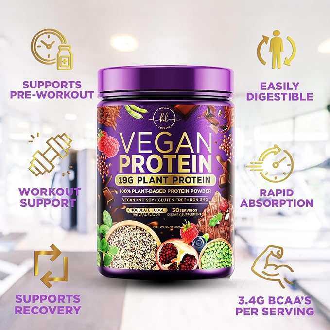 Vegan Protein Powder, Chocolate Fudge - 100% Plant Protein, 3.4g BCAAs, Premier Isolate, No Dairy, Whey or Gluten, Non-GMO, Easy Digesting, Vegan Protien Powder Women & Men, 2 Pounds (30 Servings)