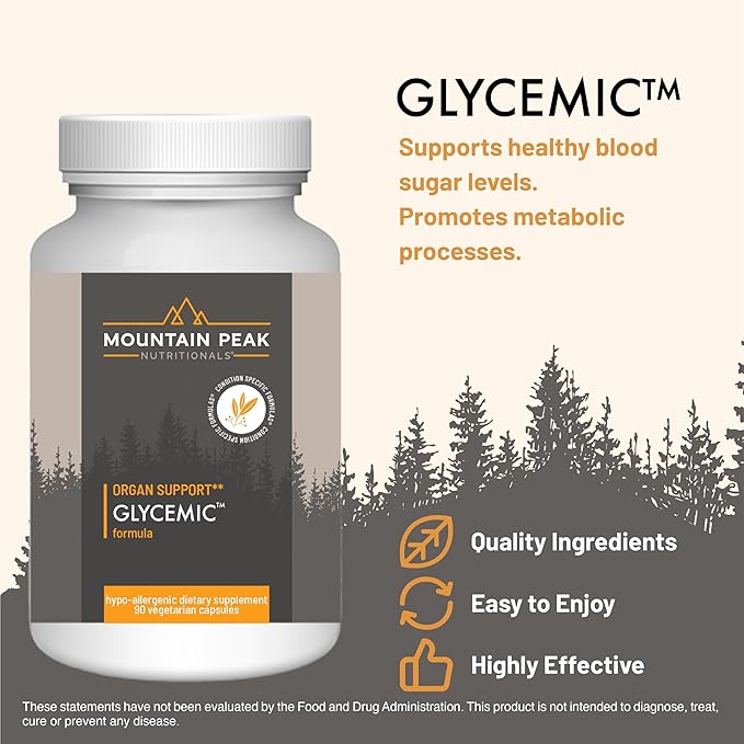 Mountain Peak Nutritionals Glycemic Formula - Organ Support Supplement - Supports & Promotes Metabolic Processes - Dietary Supplement (90 Vegetarian Capsules)