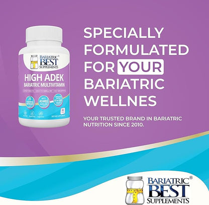 High A D E K Bariatric Multivitamin for Post DS/SADI Surgery, 25 Essential Nutrients for Post-Weight Loss Surgery, 60 Tablets, Meets ASMBS Guidelines for Bariatric Bypass