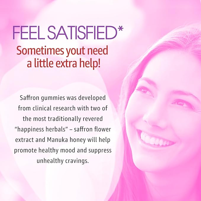 Saffron Gummies - Saffron Supplement Gummies 100% Pure Saffron Extract Whole Herb Gummies with Honey for Mood & Power, Vitamin B6, B12, D3, C - Sugar Free - Organic, Vegan, Mixed Berry Flavor - 60Cts