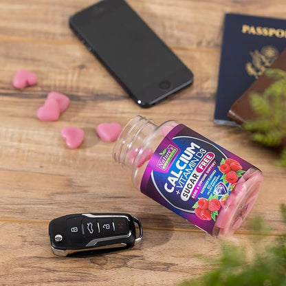 Sugar Free Calcium Gummy Bites Plus 400 IU Vitamin D3, Bone Health & Immune Support, Supports Bone Strength - Chewable Calcium Nutrition Supplement, Non-GMO, Berry Flavor Chews - 60 Gummies