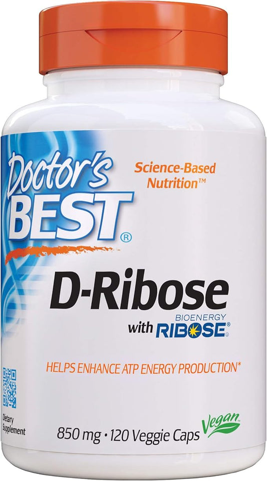 Doctor's Best D-Ribose with Bioenergy Ribose, Vegan, Energy Enhancement, 120 Veggie Caps, White