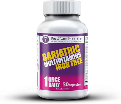 Procare Health Bariatric Multivitamin with Iron Free (30 Fast Dissolving Veggie Capsule) - Bariatric Vitamins for Gastric Sleeve & Gastric Bypass, Bariatric Multivitamin Without Iron (1 Month Supply)*