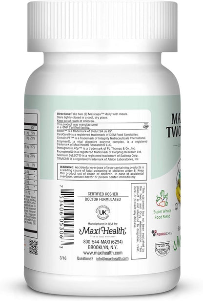Maxi Health Two Complete - Multivitamins and Minerals - Full Potency - 60 Capsules – Kosher