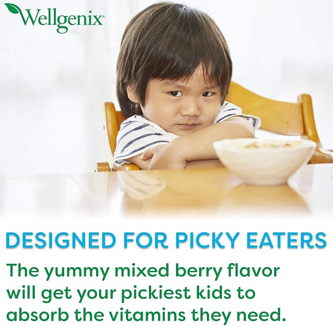 Wellgenix Balanced Essentials Kids Liquid Vitamin - Nutritional Multivitamin for Picky Eaters - Childrens Immune Boost & Overall Health -16oz (Pack of 2)