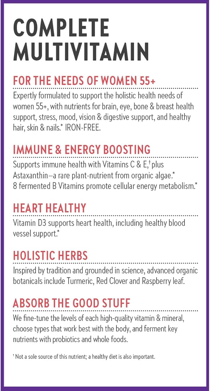 New Chapter Women's Multivitamin 50 Plus for Cellular Energy, Heart & Immune Support with 20+ Nutrients + Astaxanthin - Every Woman's One Daily 55+, Gentle on The Stomach, 48 Count