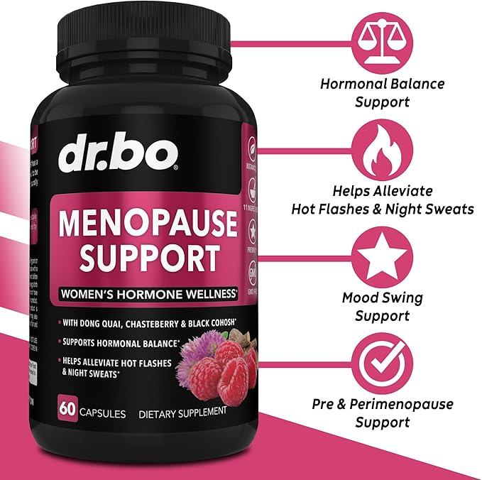 Menopause Supplements for Women Support Pills - Natural Menopause Relief for Hot Flashes, Night Sweats & Mood Swings with Dong Quai, Chasteberry & Black Cohosh - Hormone Balance for Women Supplement