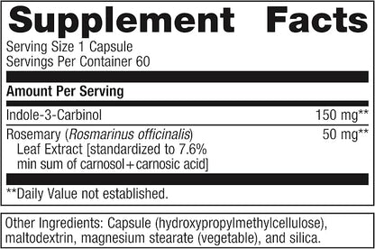 Metagenics Meta Indole-3-Carbinol- 150 g Indole-3-Carbinol - Supports Estrogen Hormone Balance* - Metabolic Supplement - Vegetarian & Gluten-Free - 60 Capsules
