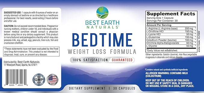 Best Earth Naturals Bedtime Weight Loss Supplement - 30 Day Supply