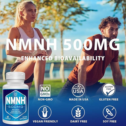 NMNH (Dihydronicotinamide Mononucleotide), 500mg per Serving NAD Supplement to Boost NAD+ Levels as We Age (May Be More Effective Than Nicotinamide Riboside) for Anti Aging, Energy Focus - 120 Capsule