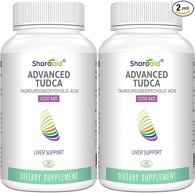 TUDCA Liver Support Supplements 1200 mg-Third Party Tested-Bile Salts for Liver Detox Cleanse-High Strength Formula-Vegan Capsules for Liver,Gallbladder,Kidney Health,2 Bottle-120 Capsules