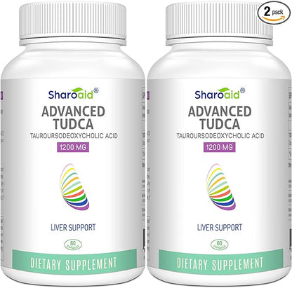 TUDCA Liver Support Supplements 1200 mg-Third Party Tested-Bile Salts for Liver Detox Cleanse-High Strength Formula-Vegan Capsules for Liver,Gallbladder,Kidney Health,2 Bottle-120 Capsules
