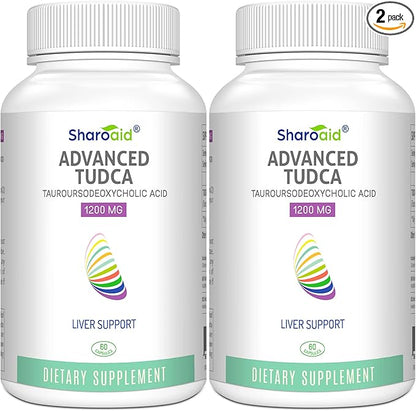 TUDCA Liver Support Supplements 1200 mg-Third Party Tested-Bile Salts for Liver Detox Cleanse-High Strength Formula-Vegan Capsules for Liver,Gallbladder,Kidney Health,2 Bottle-120 Capsules