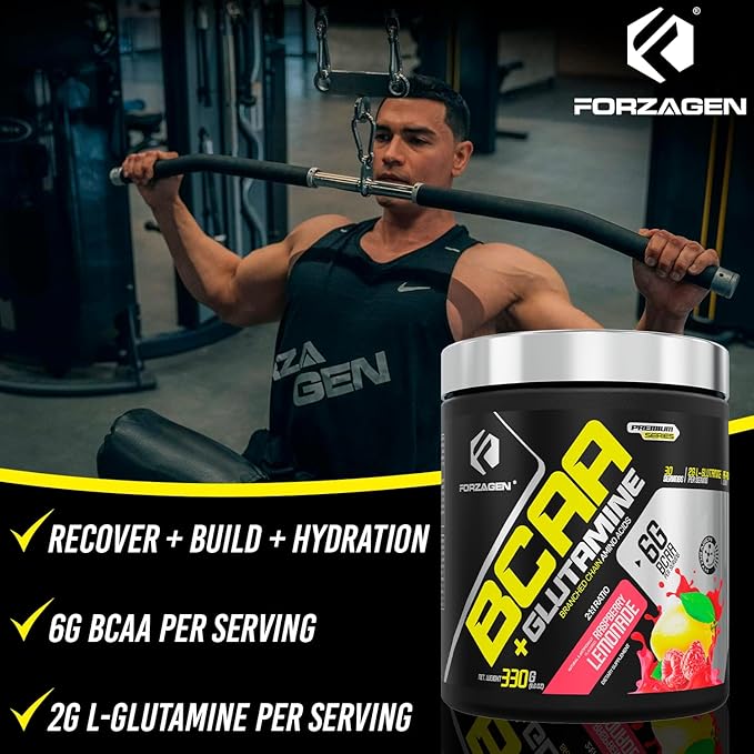 Forzagen BCAAS Amino Acids Powder with Glutamine BCAA Powder, Branched Chain Amino Acids Supplements Powder, BCAA Lean Energy Pre Workout - Post Workout Muscle Recovery Powder, 30 Servings