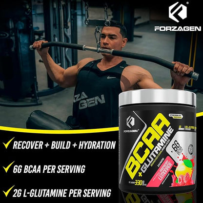 Forzagen BCAAS Amino Acids Powder with Glutamine BCAA Powder, Branched Chain Amino Acids Supplements Powder, BCAA Lean Energy Pre Workout - Post Workout Muscle Recovery Powder, 30 Servings