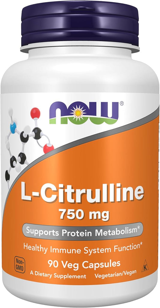 NOW Foods Supplements, L-Citrulline 750 mg, Supports Protein Metabolism*, Amino Acid, 90 Veg Capsules