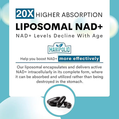 Liposomal NAD+ Supplement 1000 mg | Highest NAD Pontecy | Max Absorption | Pure NAD Supplement | Energy and DNA Repair, Aging Defense, Brain Function | 480 Softgels