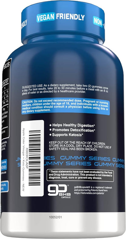 Herbtonics Keto Apple Cider Vinegar Gummies | Digestion & Detox | GLP-1 Support | Sugar Free BHB Advanced Formula for Keto Support - Raw ACV with The Mother - 60 Vegan ACV Gummies