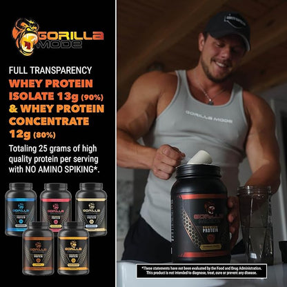 Gorilla Mode Premium Whey Protein - Blueberry Muffin / 25 Grams of Whey Protein Isolate & Concentrate/Recover and Build Muscle (30 Servings)