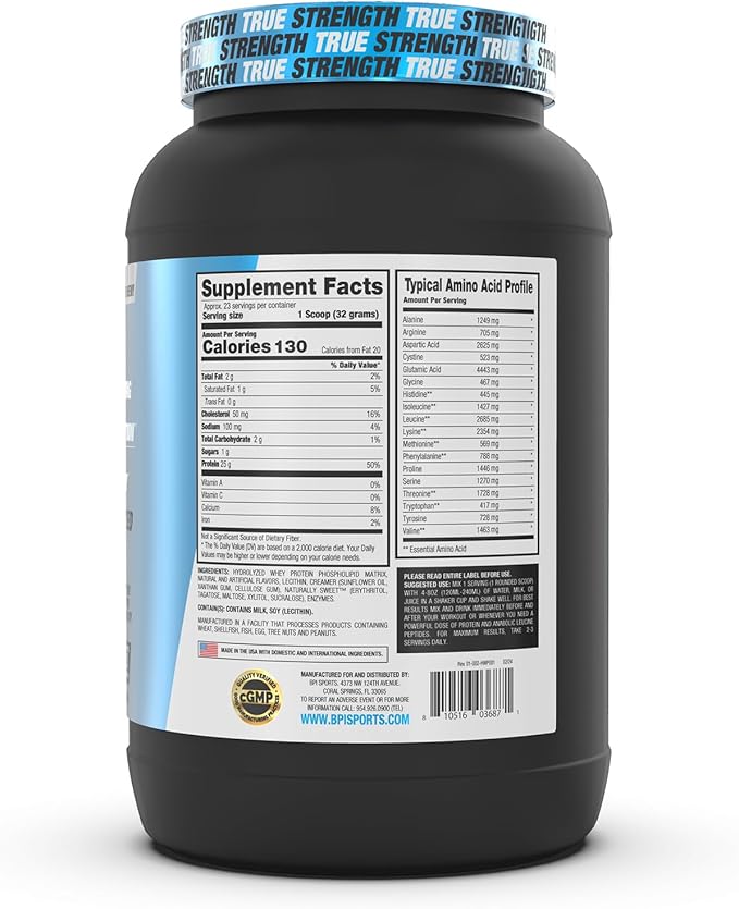 BPI Sports Hydro HD - 100% Hydrolyzed Whey Protein Powder - Muscle Growth, Recovery, 25g of Protein, Low Carb, Low Sugar, Fast Absorbing (23 Servings, Chocolate Lava Cake)
