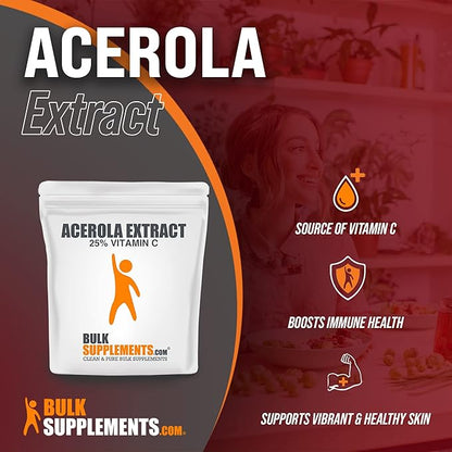 BulkSupplements.com Acerola Cherry Extract Powder - Natural Vitamin C Supplement, Acerola Cherry Powder - Vegan & Gluten Free, 500mg per Serving, 5kg (11 lbs) (Pack of 5)