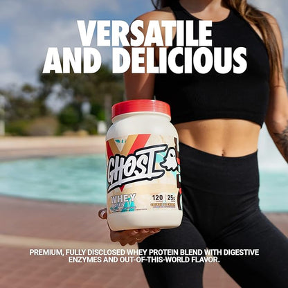 Ghost Whey Protein Powder, Coffee Ice Cream - 2LB Tub, 25G of Protein - Flavored Isolate, Concentrate & Hydrolyzed Whey Protein Blend - Post Workout Shakes - Soy & Gluten Free