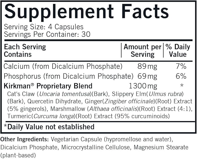 Kirkman Gastromune Allergy Support - Hypoallergenic-120 Vegetarian Capsules Gluten/Casein Free