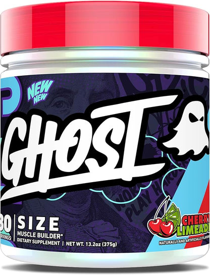 GHOST Size V3 Muscle Builder Dietary Supplement - Cherry Limeade, 30 Servings – Support Muscle Growth & Strength Building for Men & Women - Creatine & Betaine - Free of Sugar & Gluten