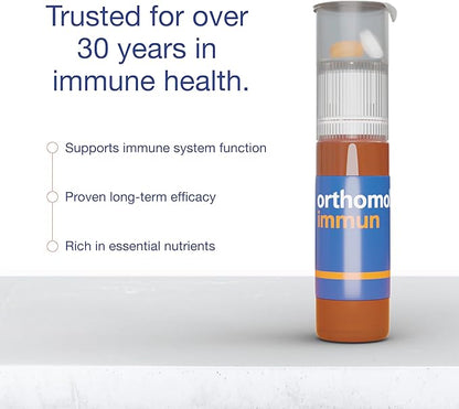 Orthomol Immun Vial, Daily Liquid Immune Support Supplement, 7-Day Supply, Includes Vitamins A, B, C, D, E, Zinc & Iodine, Premium Formula for Enhanced Immune Defense & Overall Vitality