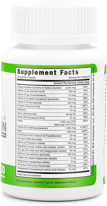 BariSlim Advanced Once Daily Bariatric Multivitamin Capsule - 45 mg of Iron - Bariatric Vitamin for Post Bariatric Surgery Including Gastric Bypass and Gastric Sleeve | 30 Day Supply