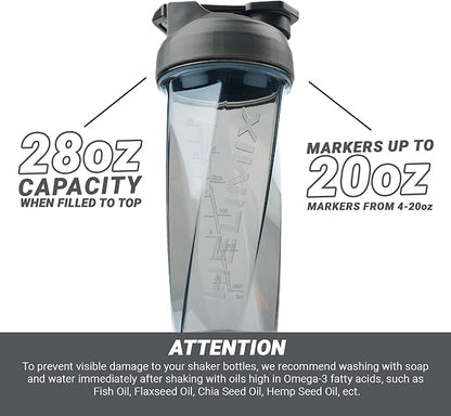 HELIMIX 2.0 Vortex Blender Shaker Bottle Holds upto 28oz | No Blending Ball or Whisk | USA Made | Portable Pre Workout Whey Protein Drink Shaker Cup | Mixes Cocktails Smoothies Shakes | Top Rack Safe