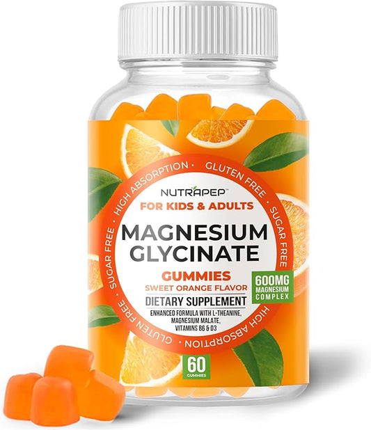 Magnesium Glycinate Gummies for Kids & Adults Women & Men - Sugar Free Gluten Free Non-GMO Vegan Chewable Supplement