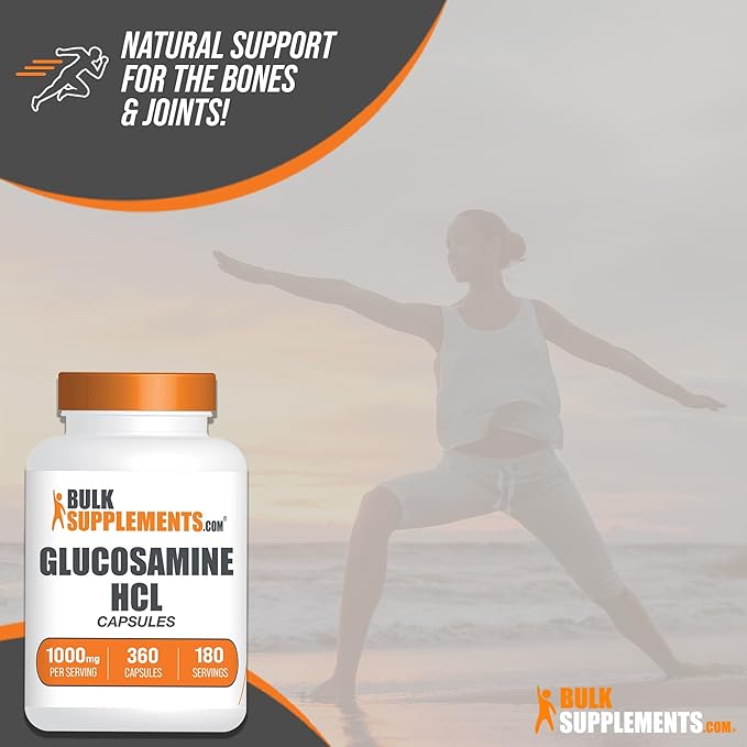 BulkSupplements.com Glucosamine HCl Capsules - Glucosamine 1000mg, Glucosamine Supplement, Glucosamine Capsules - Joint Supplements, Gluten Free, 2 Capsules per Serving, 360 Capsules