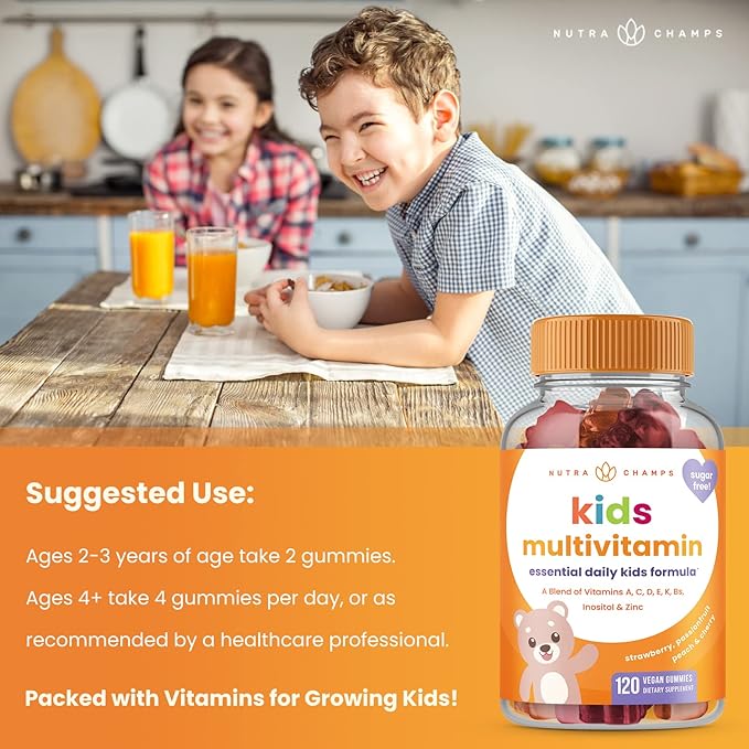 Kids Multivitamin Gummies | Multivitamin for Kids | 120 Gummy Vitamins for Kids (2 Pack) | Sugar Free Kids Vitamins Gummy Multivitamin | Vegan & Non-GMO | Strawberry, Passionfruit, Peach & Cherry