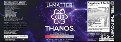 Thanos Pre-Workout Powder | Includes L-Taurine, Betaine Anhydrous, L-Arginine, L-Citrulline Malate & L-Tyrosine | Fruit Punch Flavored PreWorkout | Energy Boost, Pump, & Focus - 30 Servings