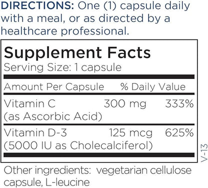 Metabolic Maintenance Vitamin D3 5000 IU - Superior Absorption Pure Vitamin D3 & Vitamin C - Extra Strength Bone, Immune, Mood + Cardiovascular Support Supplement, No Fillers (90 Softgel Capsules)