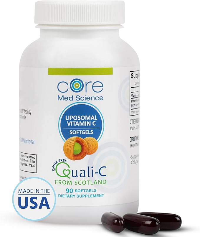 Liposomal Vitamin C 1000mg by Core Med Science, 90 Softgels - Non-GMO Natural Liposomal Vitamin C Supplement That Promotes Healthy Skin - Immune System Booster for Adults, Supports Collagen Formation