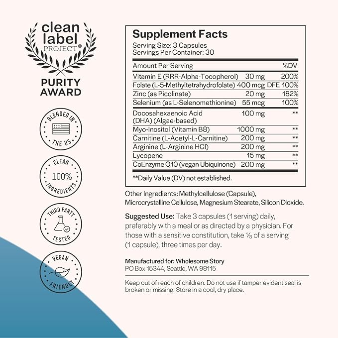 Fertility Supplements for Men | Male Fertility Support | Mens Fertility Vitamin Supplement | Mens Prental Vitamins | Healthy Sperm & Motility | Clean Label Project Certified | 30 Day Supply Capsules