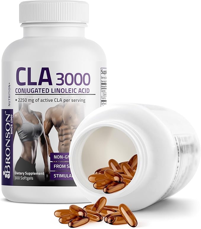 Bronson CLA 3000 Extra High Potency Supports Healthy Weight Management Lean Muscle Mass Non-Stimulating Conjugated Linoleic Acid 300 Softgels