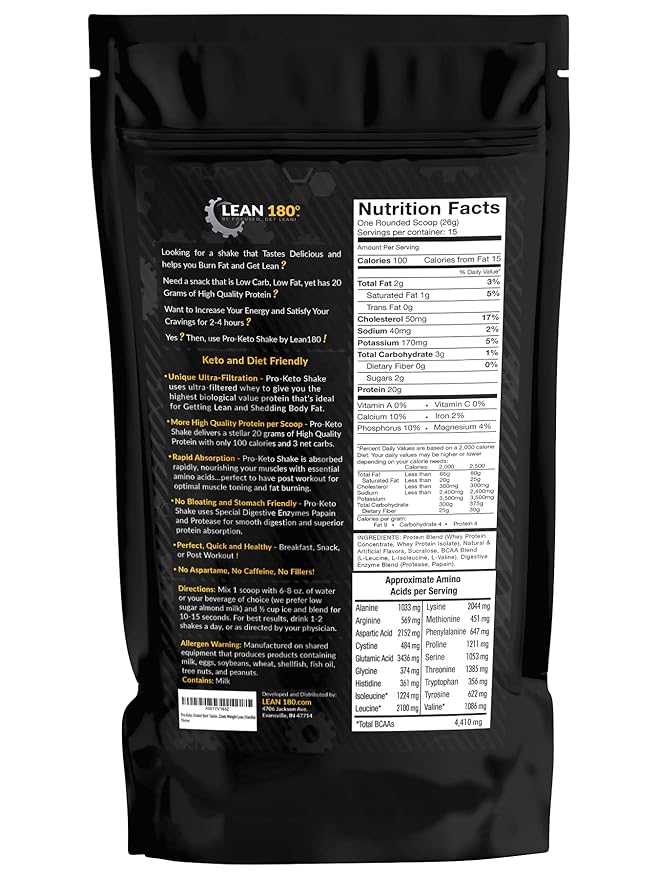 Pro Keto Shake - Best Tasting Low Carb Low Sugar Clean Protein Shake for Keto and All Diets Weight Loss (Vanilla)