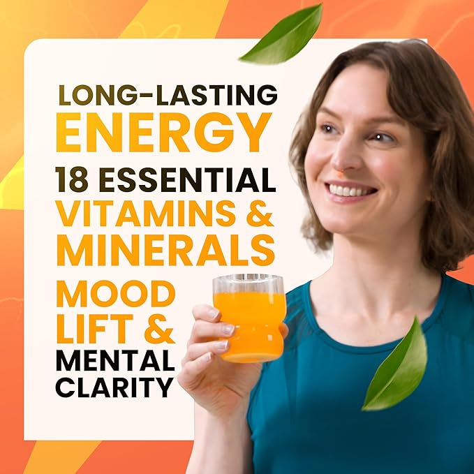 Morning Buzz Energy Drink Powder - Energy Boost Drink Mix - Sugar-Free Energy with Antioxidants - Morning Kickstart and Sports Nutrition Endurance Product - 30 Servings, Orange Burst, 8 Ounces