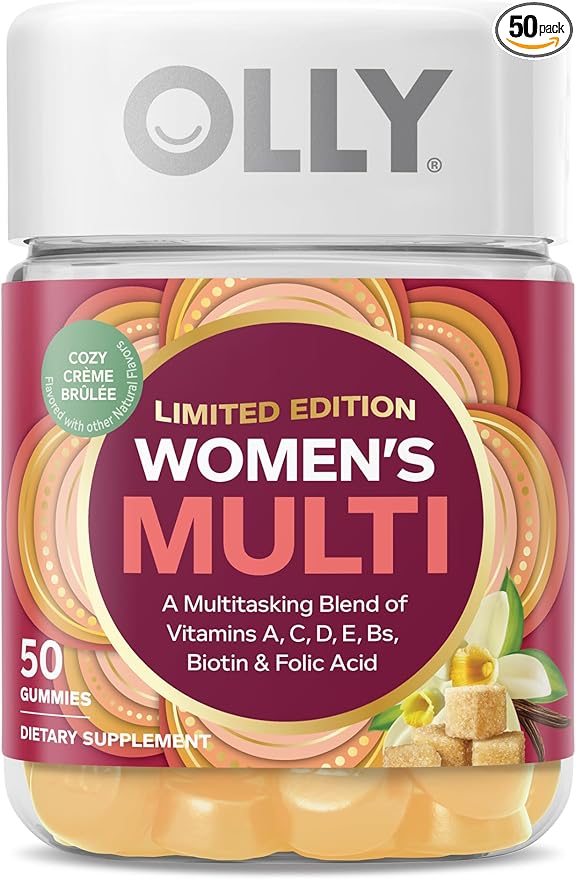OLLY Womens Multivitamin Gummies, Daily Vitamin Support Supplement -Limited Edition Cozy Crème Brulee Flavor - 50ct