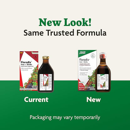 Floradix by Salus Iron & Herbs - Liquid Herbal Supplement for Energy Support - Iron Supplement with Vitamin C & B Complex Vitamins - Liquid Iron Supplement for Men & Women - 17 oz