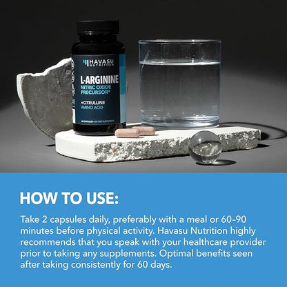 L-Arginine Capsules for Active Males - 120 Count, Non-GMO, 1200mg Blend of L Arginine and L Citrulline - Arginine Supplement for Enhanced Performance - L Arginine 1000mg for Muscle Support