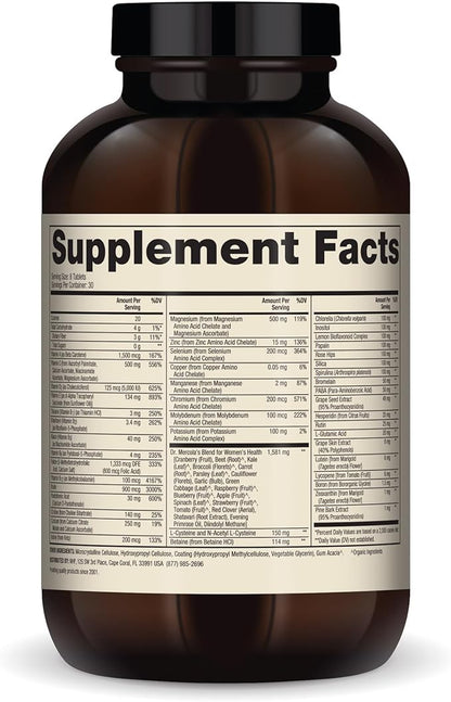 Dr. Mercola Whole-Food Complex with Added Multivitamin Plus Vital Minerals for Women, 30 Servings (240 Tablets), Dietary Supplement, Supports Overall Health