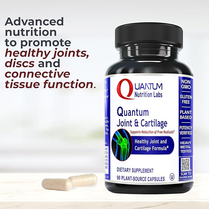 Quantum Joint & Cartilage Support Supplement - for Men & Women, Joint Mobility and Muscle Health, Cartilage Repair, Gluten Free, Plant-Sourced, Non-GMO - 90 Capsules
