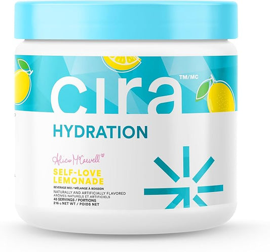 Cira Hydration Electrolyte Powder for Women (45 Servings) x Alicia McCarvell's Electrolyte Drink Mix with Himalayan Salt for Dehydration Relief - Self Love Lemonade